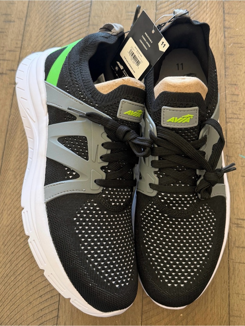 Avia Black Sneakers with Neon Green and Gray Accents